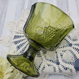 Vintage Indiana Glass Co. Green Pedestal Bowl- Round & Octagon Rim